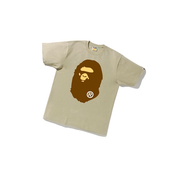 Beige Men's A BATHING APE Big Ape Head Tee Short Sleeve T Shirts | DSI031895