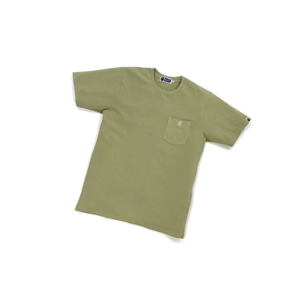 Beige Men's A BATHING APE One Point Overdye Pocket Tee Short Sleeve T Shirts | SBC370248