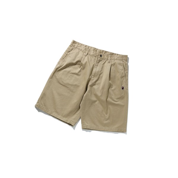 Beige Men's A BATHING APE One Point Wide Fit Chino Shorts | UXC019843