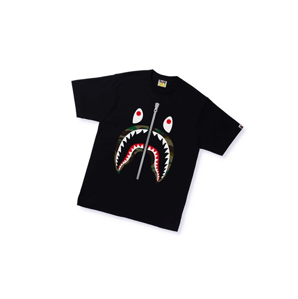 Black Men's A BATHING APE 1st Camo Shark Tee Short Sleeve T Shirts | VCW670213