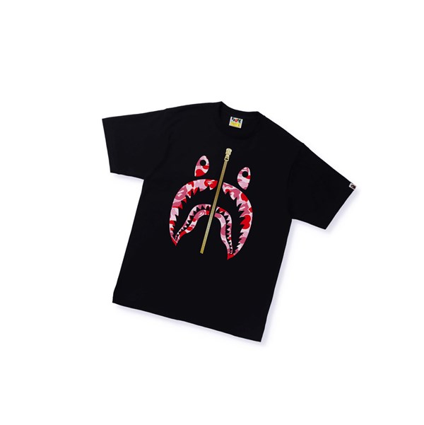 Black Men's A BATHING APE Abc Camo Shark Tee Short Sleeve T Shirts | NRH786354