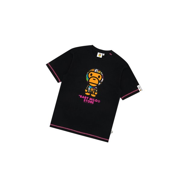 Black Men's A BATHING APE Baby Milo Tee Short Sleeve T Shirts | SMZ015248