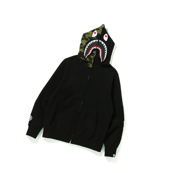 Black Men's A BATHING APE Detachable Shark Full Zip Throughs Hoodie | WHV614520