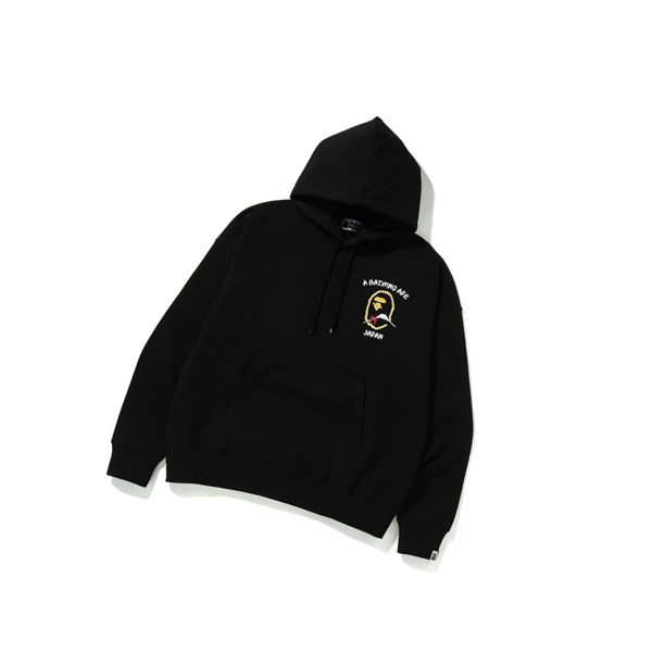 Black Men's A BATHING APE Japan Loose Fit Pullover Hoodie | LRD932681