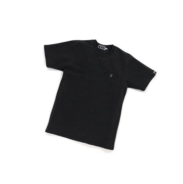 Black Men's A BATHING APE One Point Overdye Pocket Tee Short Sleeve T Shirts | XTA074563