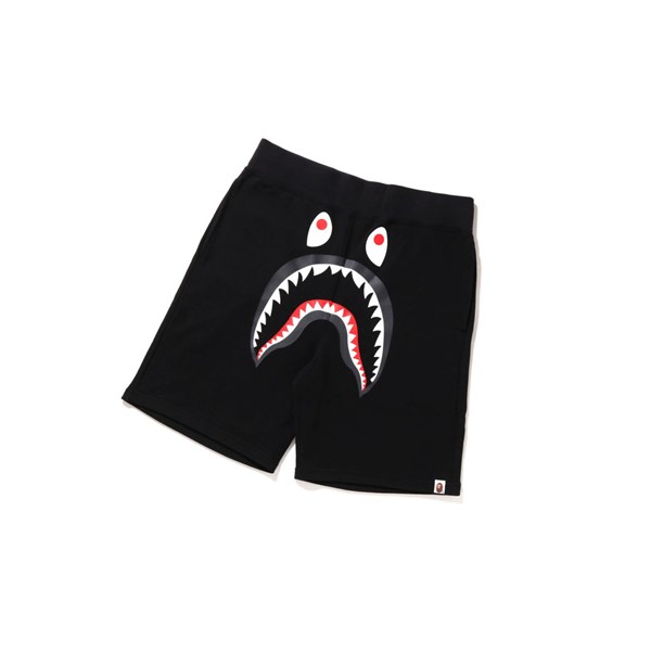 Black Men's A BATHING APE Shark Sweat Shorts | BGI025937