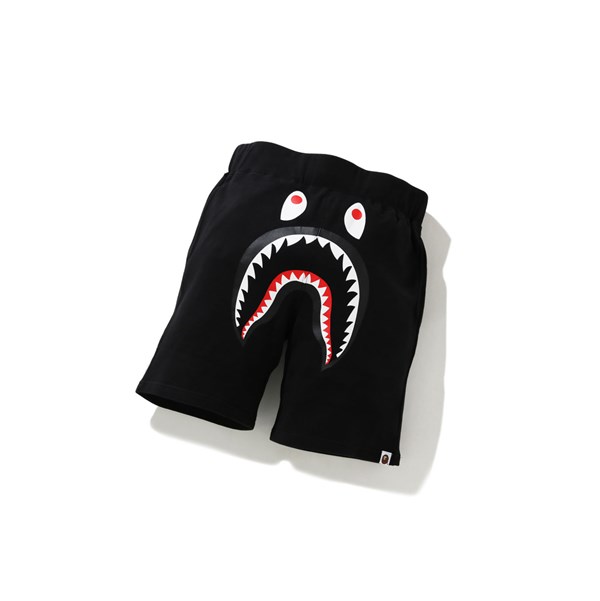 Black Men's A BATHING APE Shark Sweat Shorts | THJ815943