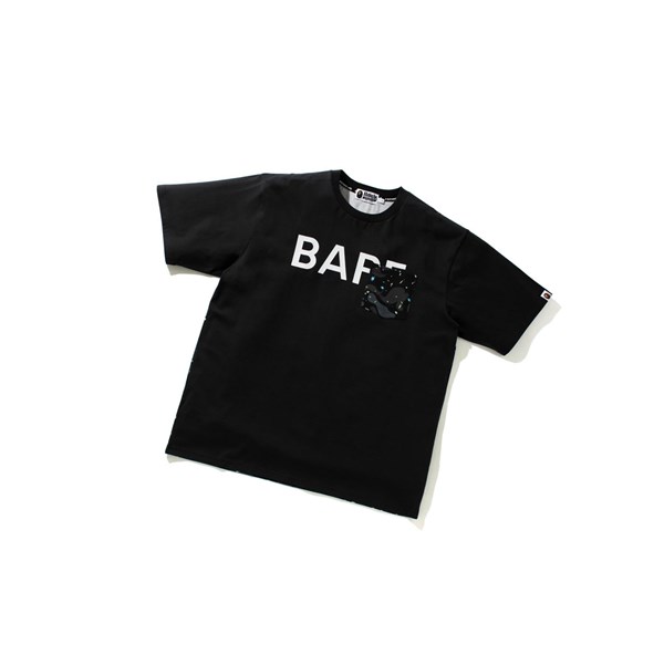 Black Men's A BATHING APE Space Camo Relaxed Fit Pocket Tee Short Sleeve T Shirts | LXG741203