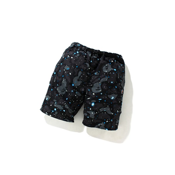 Black Men's A BATHING APE Space Camo Track Shorts | OZQ475096