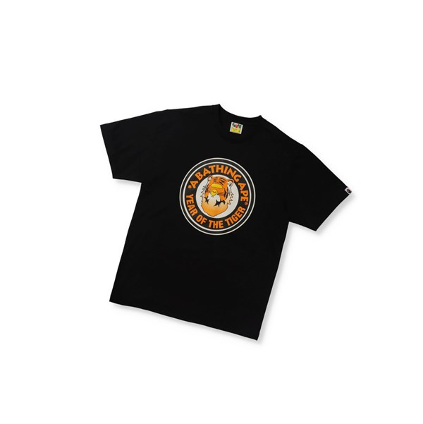 Black Men's A BATHING APE Year Of The Tiger Tee Short Sleeve T Shirts | JFO935846