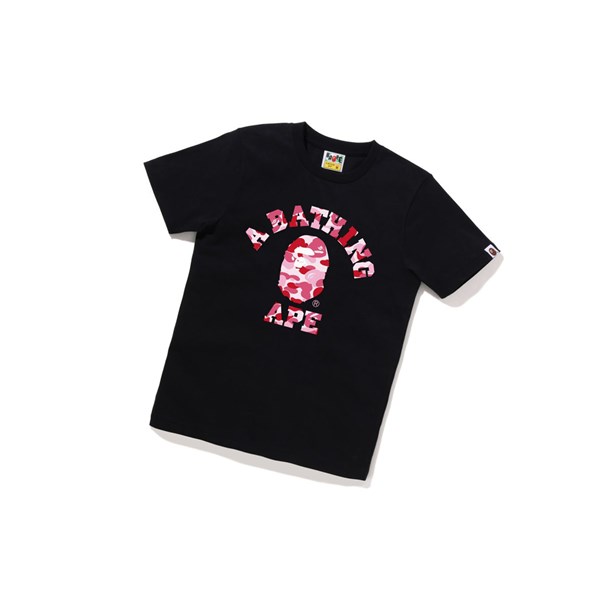 Black Women's A BATHING APE Abc Camo College Tee Short Sleeve T Shirts | PVN712096