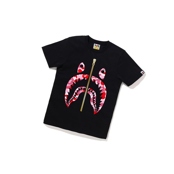 Black Women's A BATHING APE Abc Camo Shark Tee Short Sleeve T Shirts | QRY012873