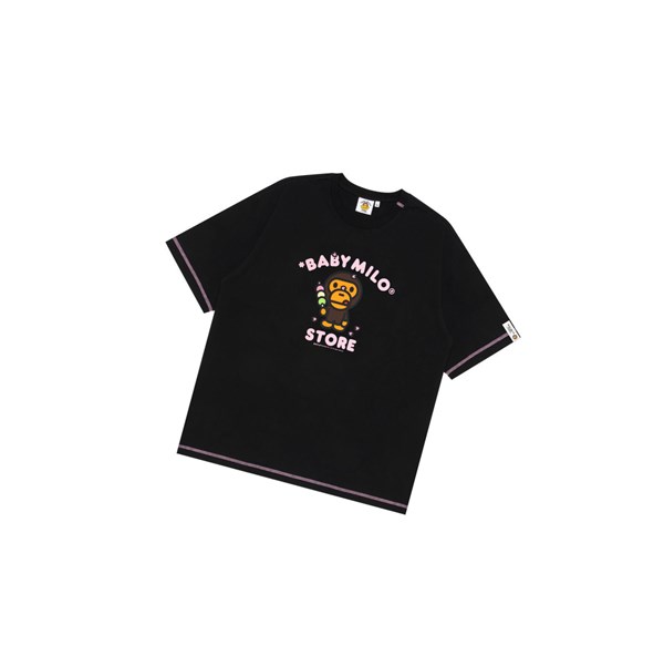 Black Women's A BATHING APE Baby Milo Boxy Fit Tee Short Sleeve T Shirts | FOZ490821