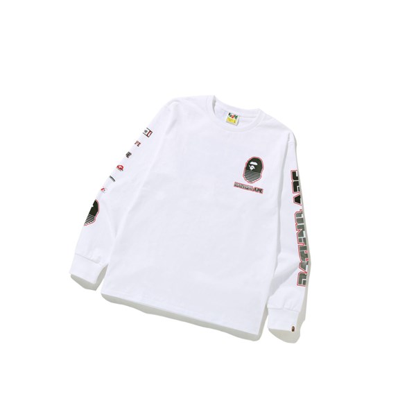 Bleached White Men's A BATHING APE Graphic #1 L/S Tee Long Sleeve T Shirts | RFL453176