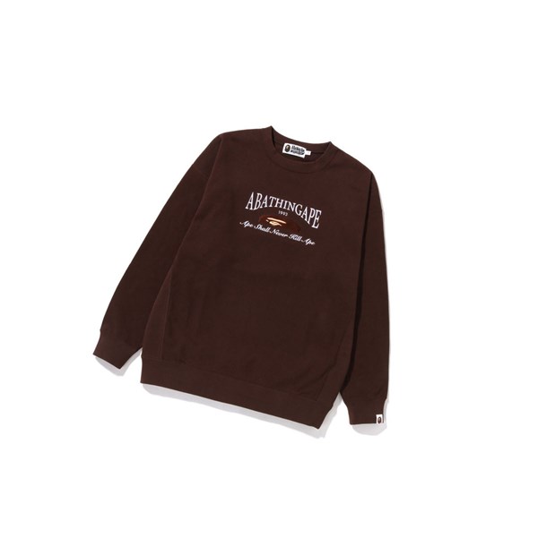 Brown Women's A BATHING APE A Bathing Ape Embroidery Oversized Crewneck Sweatshirts | OWY897061