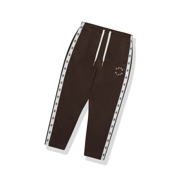 Dark Khaki Men's A BATHING APE Logo Track Long Pants | JBY934762