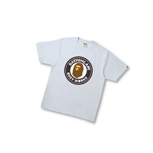 Grey Men's A BATHING APE Busy Works Tee Short Sleeve T Shirts | YQM931427