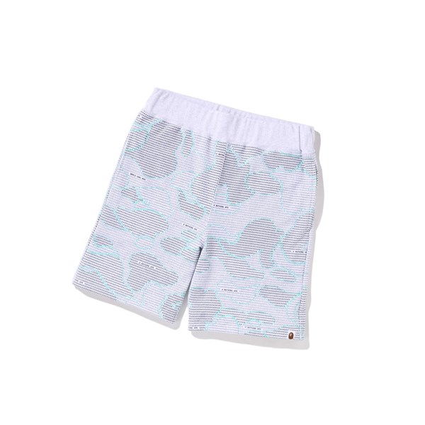 Grey Men's A BATHING APE Text Code Camo Sweat Short Shorts | KJT905216