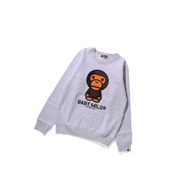 Grey Women's A BATHING APE Baby Milo Crewneck Sweatshirts | NXU083541