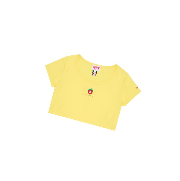 Lemon Yellow Women's A BATHING APE Logo Berry Tee Short Sleeve T Shirts | JLI862739