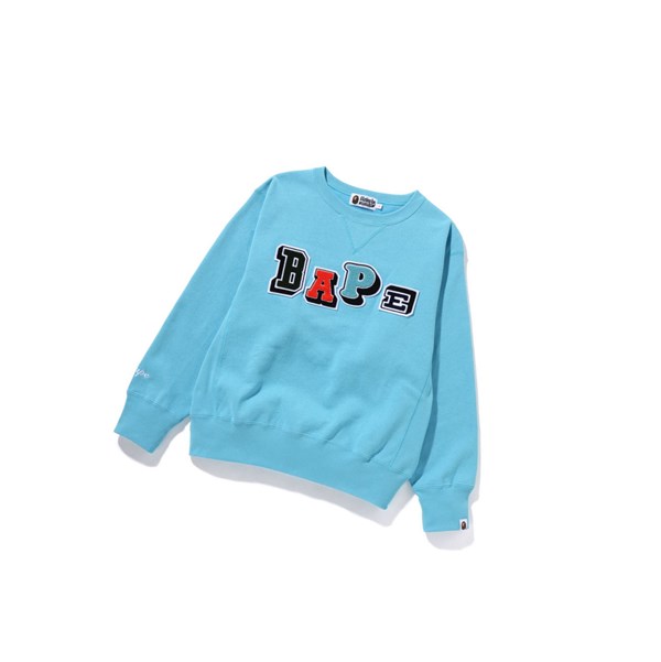 Light Blue Women's A BATHING APE Multi Fonts Wide Crewneck Sweatshirts | NPZ386754