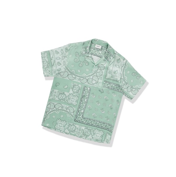 Light Green Men's A BATHING APE Paisley Print Short Sleeve Shirts | ZBP368945