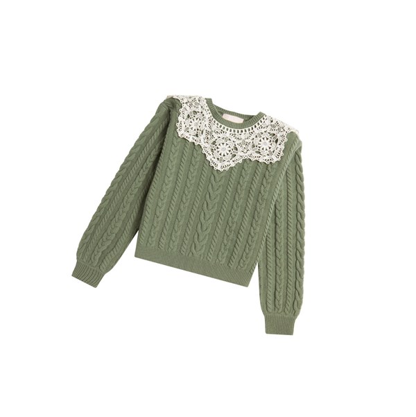 Light Green Women's A BATHING APE Asymmetric Knit Sweater Crew Neck Knitwear Blouse | VDL861702