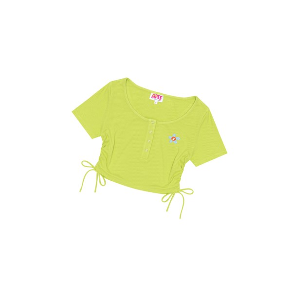 Light Green Women's A BATHING APE Logo Drawstring Cropped Top Short Sleeve Blouse Blouse | CBP953724