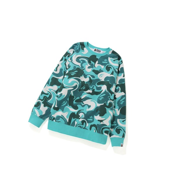 Mint Women's A BATHING APE Marble Camo Oversized Crewneck Sweatshirts | APS541320