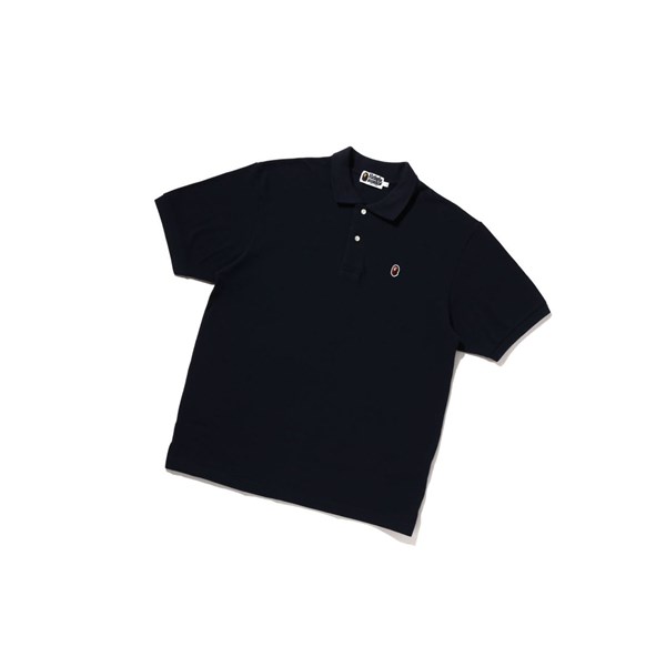 Navy Blue Men's A BATHING APE Ape Head One Point Relaxed Fit Short Sleeve Polo | OJU614258