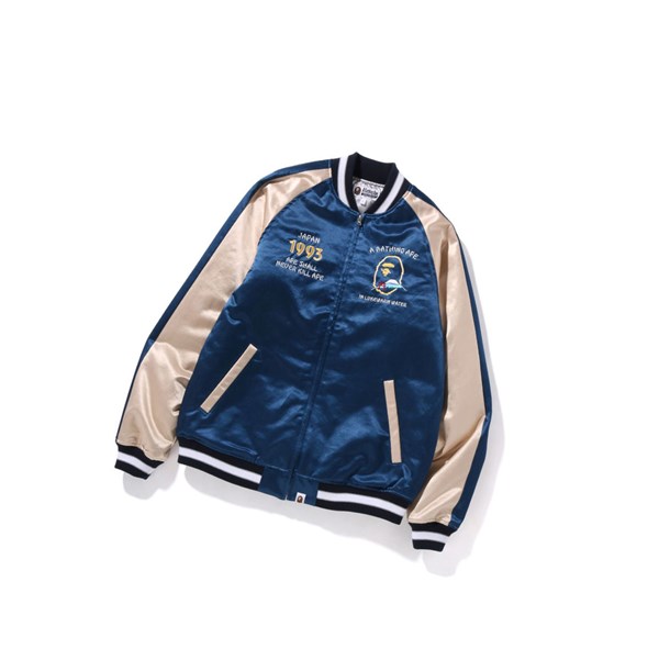 Navy Blue Men's A BATHING APE Japan Souvenir Jackets | BCX830972