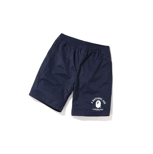 Navy Blue Men's A BATHING APE Nylon Beach Shorts | WBI174809