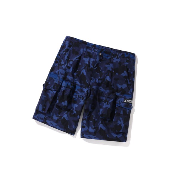 Navy Blue Men's A BATHING APE Sand Camo Multi Pocket Wide Fit Shorts | TVL801756