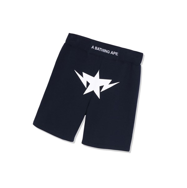 Navy Blue Men's A BATHING APE Twinsta Sweat Shorts | FGD739056