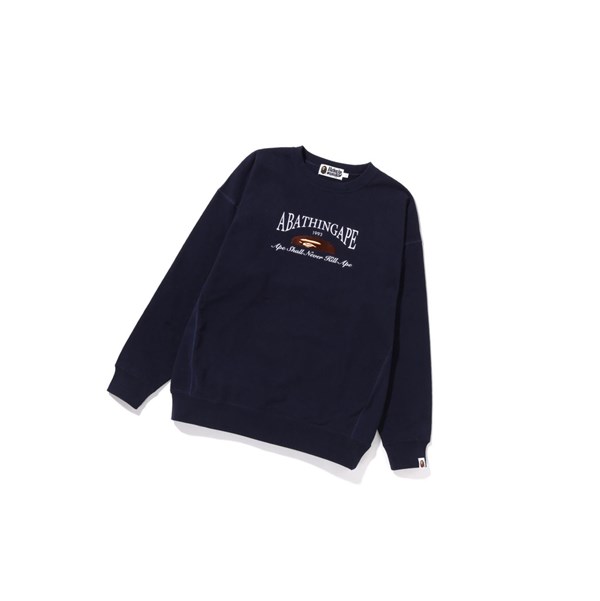 Navy Blue Women's A BATHING APE A Bathing Ape Embroidery Oversized Crewneck Sweatshirts | ADF928673