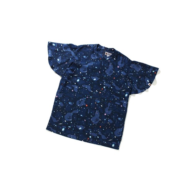 Navy Blue Women's A BATHING APE Space Camo Onepiece Tee Short Sleeve T Shirts | AHU742308