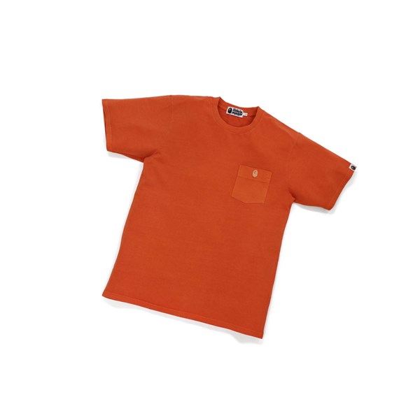 Orange Men's A BATHING APE One Point Overdye Pocket Tee Short Sleeve T Shirts | LXR871295