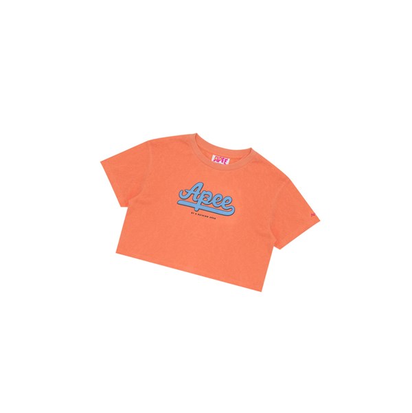 Orange Women's A BATHING APE Graphic Cropped Tee Short Sleeve T Shirts | NRL526839