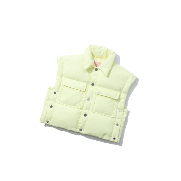 Pastel Yellow Women's A BATHING APE Buttoned Cropped Down Jackets | KMY683409