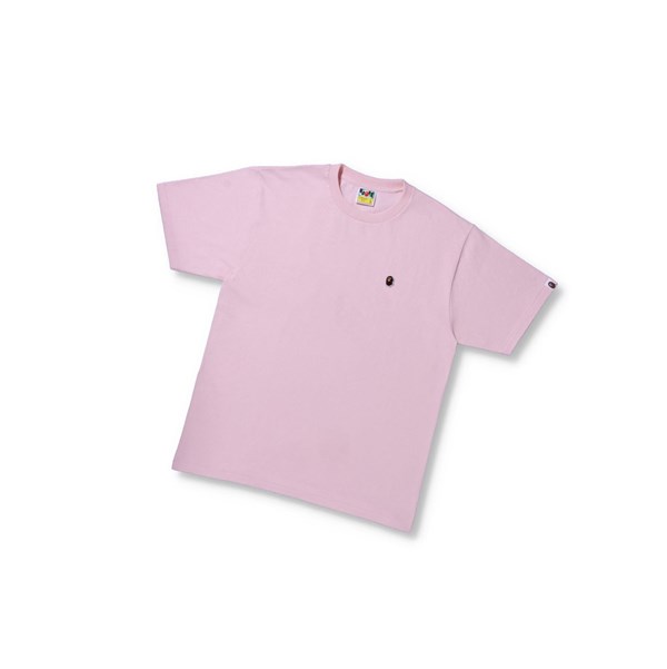 Pink Men's A BATHING APE Ape Head One Point Tee Short Sleeve T Shirts | INE810524