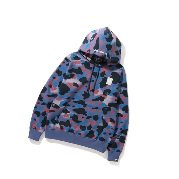 Purple Men's A BATHING APE Grid Camo Pullover Hoodies | GJM920167