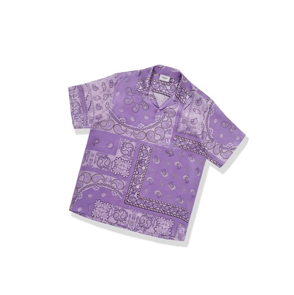 Purple Men's A BATHING APE Paisley Print Short Sleeve Shirts | JQY378904