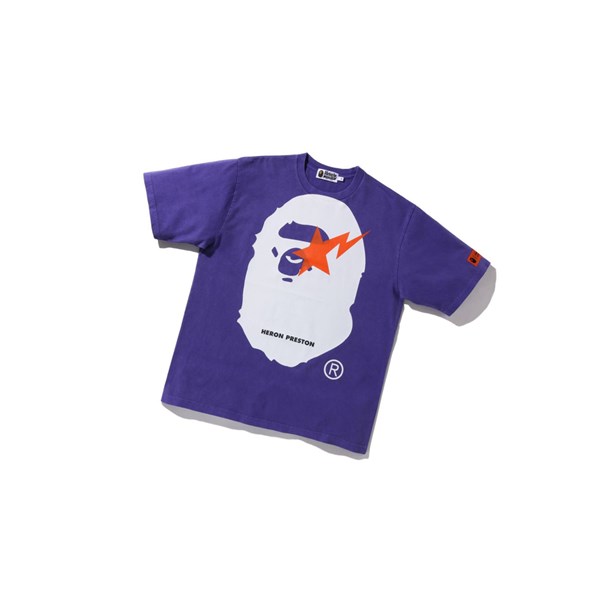 Purple Men's A BATHING APE X Heron Preston Relaxed Tee Short Sleeve T Shirts | VXI514839