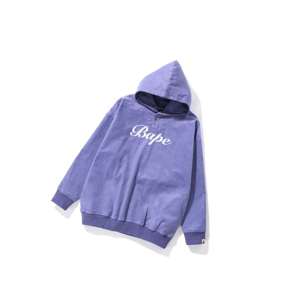 Purple Women's A BATHING APE Bape Embroidery Corduroy Oversized Pullover Hoodie | LOZ342580