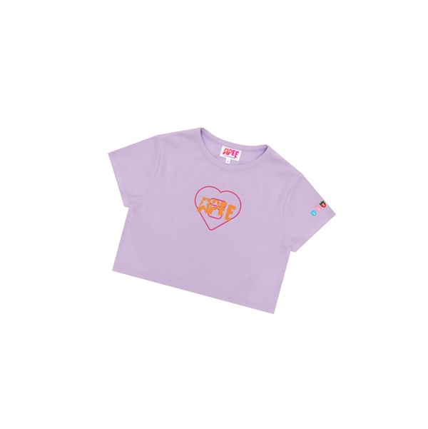 Purple Women's A BATHING APE Logo Printed Slim Cut Tee Short Sleeve T Shirts | GFS826471