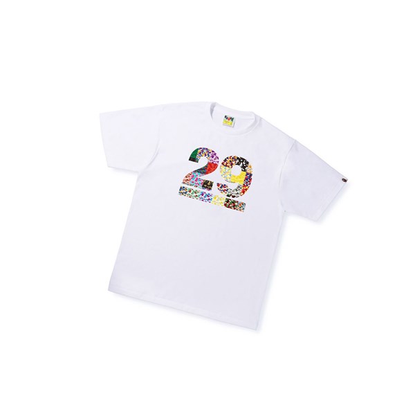 White Men's A BATHING APE A Bathing Ape 29th Anniversary Tee Short Sleeve T Shirts | TEQ853206