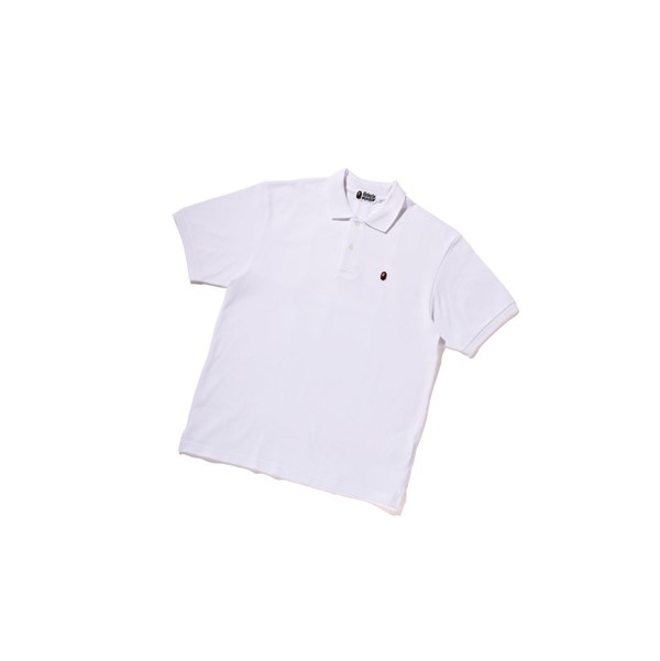 White Men's A BATHING APE Ape Head One Point Relaxed Fit Short Sleeve Polo | LOM107845