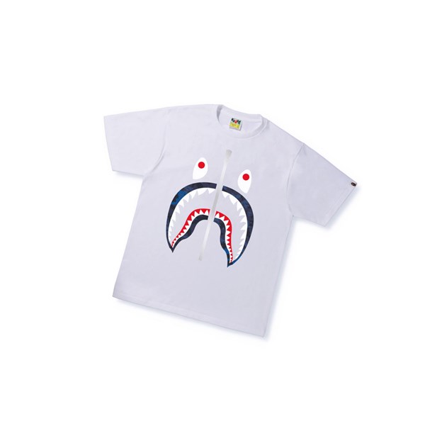 White Men's A BATHING APE Sand Camo Shark Tee Short Sleeve T Shirts | OXM159683