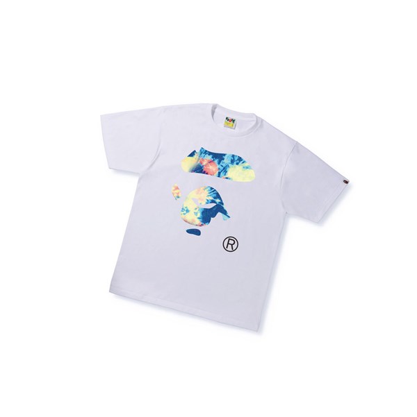 White Men's A BATHING APE Tie Dye Ape Face Tee Short Sleeve T Shirts | YLJ720913