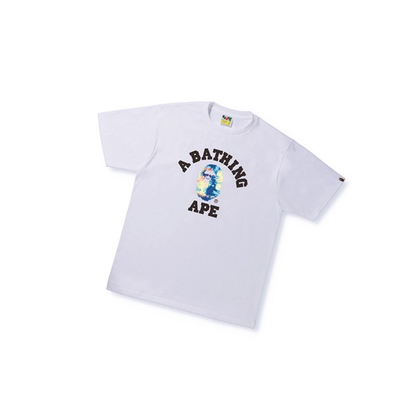 White Men's A BATHING APE Tie Dye College Tee Short Sleeve T Shirts | BYT562407